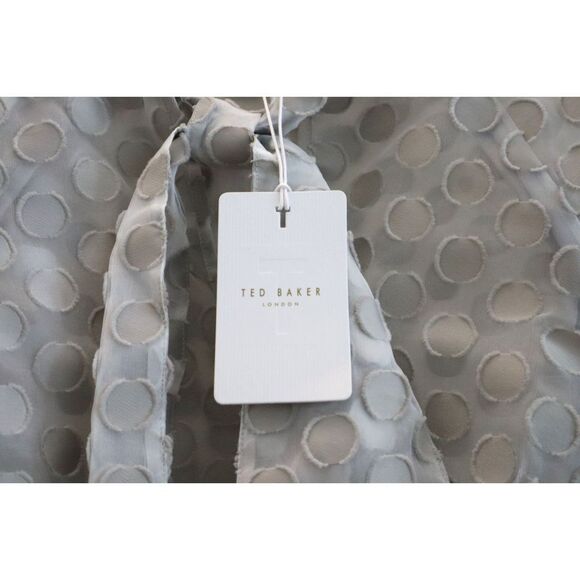 Ted Baker 259753 Women's Sz 1 Gray Caieta Organza Spot Tie Neck Blouse - Picture 4 of 12